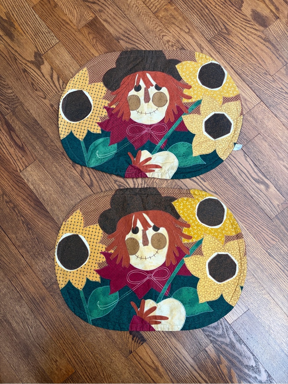 Set Of 2 Scarecrow Sunflower Fall Harvest Kitchen Placemats